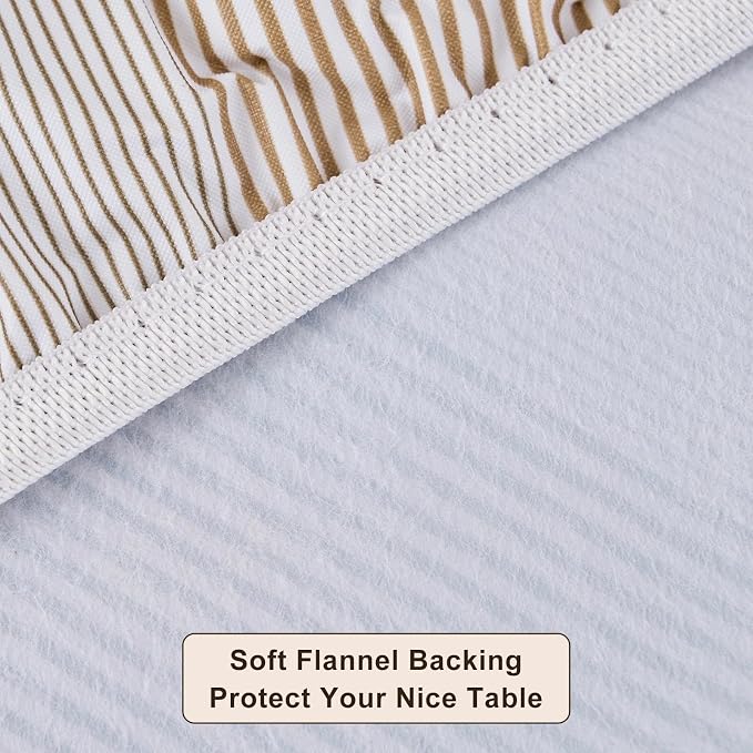 LIBERECOO Round Vinyl Fitted Tablecloth with Flannel Backing Elastic Edge Table Cover Waterproof Stain-Resistant Wipeable Tablecloths Fits 40-44 Inch Round Tables