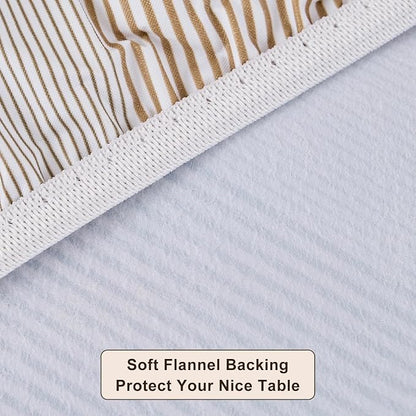 LIBERECOO Round Vinyl Fitted Tablecloth with Flannel Backing Elastic Edge Table Cover Waterproof Stain-Resistant Wipeable Tablecloths Fits 45-56 Inch Round Tables