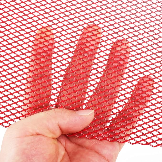 AggAuto Universal 40"x13" Car Grill Mesh 4x8mm Rhombic Hole Red | Aluminum Alloy Automotive Grille Insert Bumper, One of the Most Multifunctional Shape Grids 100x33cm