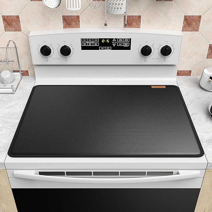 VIESEMBO Thicken Stove Covers, 29.5x21 Inch Heat Resistant Mat for Glass Stove Top Protector, Kitchen Induction Cooktop Flat Protector