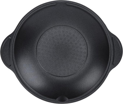 Korean BBQ Grill Pan, Round Non Stick Grilling Pan for Indoor Outdoor Barbeque, 11.4in