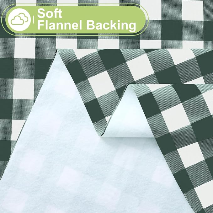 Smiry Picnic Table Cloth, Vinyl Tablecloths with Flannel Backing, 52"x70" | Waterproof Rectangle Table Cloth, Wipeable Buffalo Plaid Table Cover for Indoor and Outdoor (Hunter Green & White)