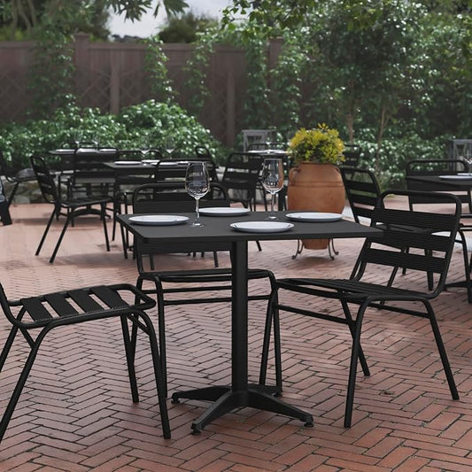 Flash Furniture Mellie 31.5'' Square Aluminum Indoor-Outdoor Table with Base, Black