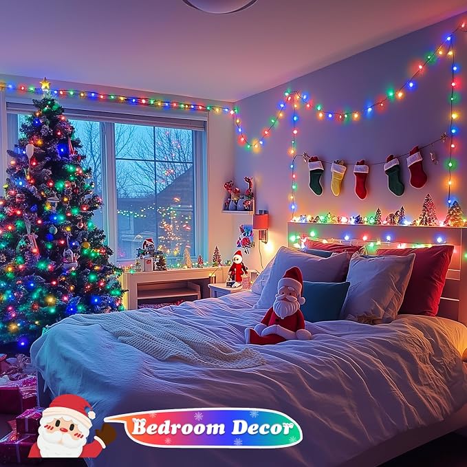 JMEXSUSS 500 LED Outdoor Christmas Lights, 173ft Multicolor String Lights | 8 Modes, Remote Control, Plug in, Waterproof, Green Wire LED Christmas Tree Lights for Indoor Party House Tree Xmas Decor