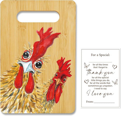 Rooster Cutting Board, Charcuterie Board for Kitchen Decor | House Warming Gifts for Chicken Lovers Couples Friends -19
