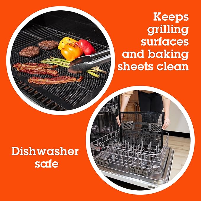 Camerons Grilling Mesh (13.25"x18") - Heavy Duty 100% Non-Stick Reusable Cooking Mesh Sheet - Use in Outdoor BBQ Grill & Indoor Oven - Heat Safe up to 500° F - Great for Holiday Dinner & XMas Gift