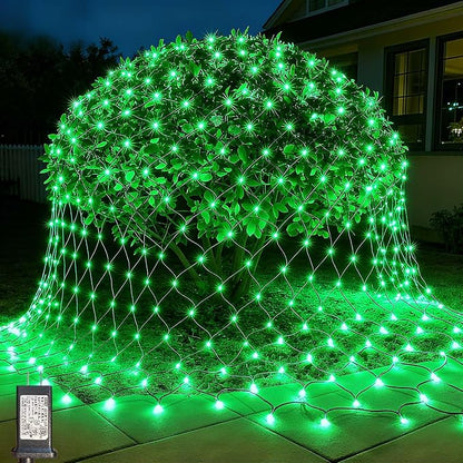 LitHome 14.8FT x 5FT Christmas Net Lights Outdoor Mesh Lights Connectable | 8 Modes 300 LED Halloween Green Net Light for Bushes, Giant Mesh Light Waterproof for Christmas Garden Party Roof Decor