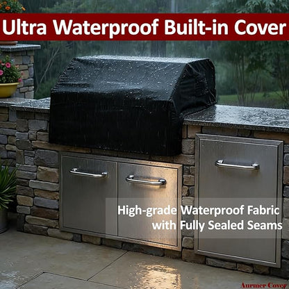 Built-in Grill Cover for Blaze 40 Inch 5-Burner Gas Grill, 600D Premium Built in Barbecue Grill Top Cover with Straps, Outdoor Kitchen Grill Head Cover, 42" x 28"x 24"