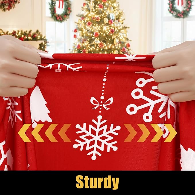 Smiry Rectangle Christmas Table Cloth, Waterproof Elastic Fitted Tablecloths for 6 Foot Tables, Washable Polyester Table Cover for Dinner (Christmas Snowflakes, 30"x72")