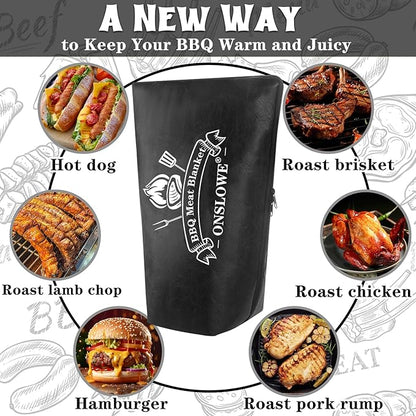 BBQ Blanket for Resting Meat, Reusable Reat Insulated Resting Bag, Smoker Meat Resting Blanket, Insulated Brisket Resting Blanket with Wide Mouth Perfect for Gifting, (21 in Black)