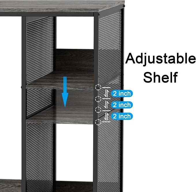 KirKical 3-Tier Slate Rustic Grey Coffee Bar Cabinet with Mini Fridge Space | Heavy-Duty Baker Rack Microwave Stand, Utility Storage Organizer Shelf for Home Kitchen Dorm