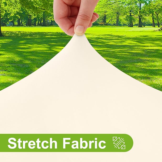 Smiry Round Spandex Tablecloth, Elastic Fitted Washable Tablecloths for 57"-68" Tables, Waterpoof Stretch Picnic Table Cover for Dining, Indoor and Outdoor, Beige