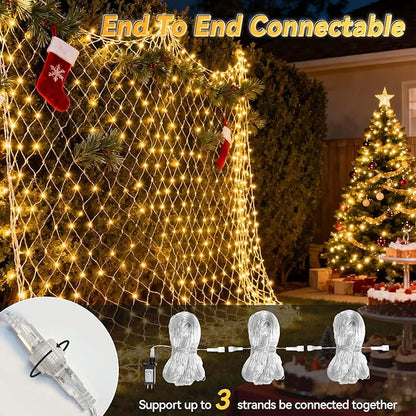 LitHome 10 x 10FT Gazebo Net Lights Outdoor, 280 LED Gazebo Lighting Waterproof, 8 Modes Connectable Christmas Net Lights with Timer, Warm White Mesh Light Plug in for Bushes, Pergolas, Backyard Decor