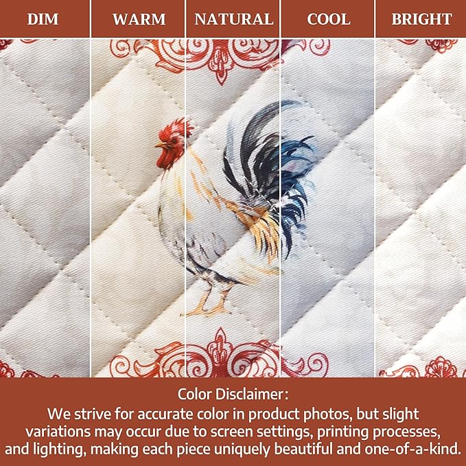 Maison d' Hermine Double Oven Mitts 100% Cotton 7"x35" Double Oven Mitt Heat Resistant BBQ Cooking Gloves with Loop Baking Grilling Kitchen Hotel Home Farmhouse Spring Summer (Campagne)