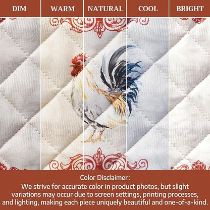 Maison d' Hermine Double Oven Mitts 100% Cotton 7"x35" Double Oven Mitt Heat Resistant BBQ Cooking Gloves with Loop Baking Grilling Kitchen Hotel Home Farmhouse Spring Summer (Campagne)