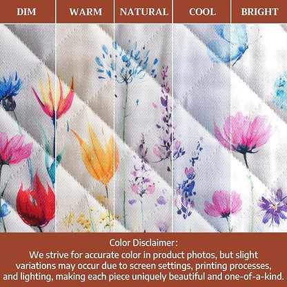 Maison d' Hermine Pot Holders 100% Cotton Heat Resistant Potholders 8" x 8" Hot Pads with Loop BBQ Baking Hotel Farmhouse Kitchen Handling Hot Pans Spring Summer (Pack of 1, Flower in The Field)