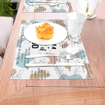 Christian Placemats Set of 4, God Table Place Mats for Kitchen | Washable Decorative Place Mats Holiday Party Farmhouse Decor Religious Happy Easter Day 12"x18"