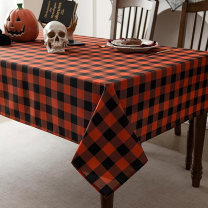 Classic Gingham Buffalo Tablecloth Fabric - Oblong 90x156 Inch Water Proof Checkered Table Cloth for Indoor Outdoor - Table Cover for Birthday, Picnics, BBQs, and Parties