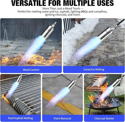 Propane Torch Weed Burner Kit, High Output Blow Torch with Long/Short Mode & 12.5FT Hose, Heavy Duty Flamethrower with Turbo Trigger for Weeding, Roofing, Ice Melting, Road Marking,BBQ(33.3")