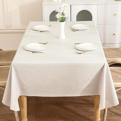 Walrus Heavy Duty Vinyl Tablecloth with Flannel Backing Waterproof Oil-Proof Plastic Table Cloth Stain-Resistant Wipeable Rectangle or Square Table Cover for Indoor and Outdoor (Weaving, 52X70 Inch)