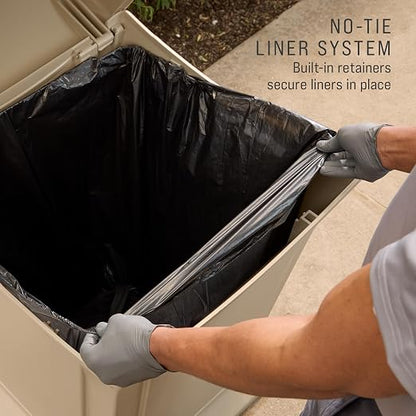 Rubbermaid Commercial Products Ranger Trash Can with 2 Door Lid, 45 GAL, Biege Plastic, Outdoor for Stadiums/Parks/Shopping Plazas