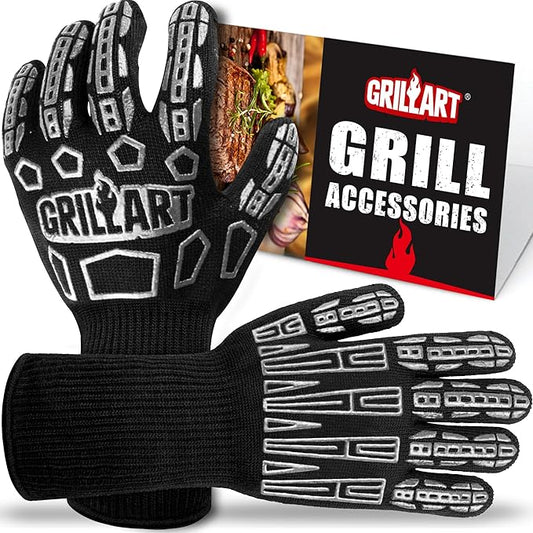 GRILLART BBQ Gloves Heat Resistant Cooking, with 3 Layers Protection, Grill Gloves Heat Proof for Men, Grilling Gloves for Out Door Grill, Grilling Accessories, Grilling Gifts for Men, XXL