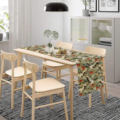 Japanese Crane Table Runner Oriental Vintage Asian Chinese Red-Crowned Crane Birds Koi Fish Traditional Dinner Runner for Home Kitchen Dining Table Holiday Party 13x90in