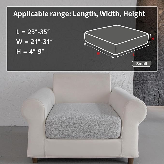 OHSIO Couch Cushion Covers for Sectional Sofa, Stretch Soft Sofa Slipcovers Washable Wear-Resistant Universal Furniture Protector for Living Room(1 Piece Chair Cover, Light Gray)