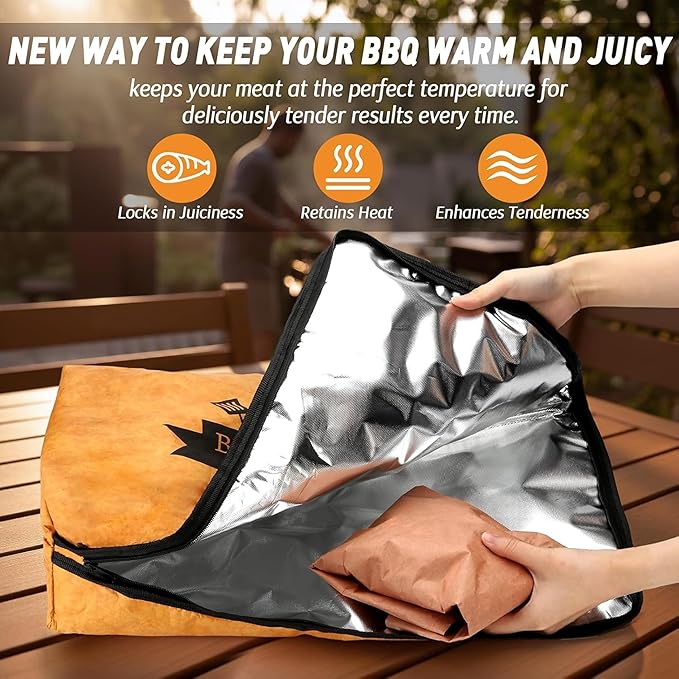 BBQ Blanket for Resting Meat Compatible with Smoker Grill, Reusable Pellet Smoker Meat Insulated Resting Bag with Wide Mouth for Large Brisket/Beef,Gifts for Men Him Dad, Accessories (23 inch)