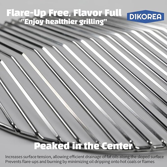 Peaked Grill Cooking Grate for Weber 22 Inch Kettle Grill, Premium Stainless Steel Replacement Grate with Square Rolled Anti-Flare Design