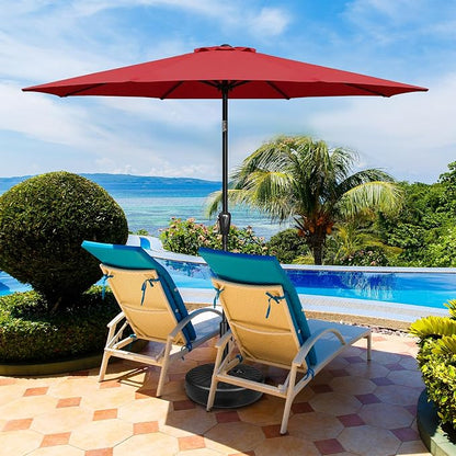 YSSOA 9' Patio Outdoor Table Market Yard Umbrella with 8 Sturdy Ribs, 9ft-2 Pack, Red-2 Pack