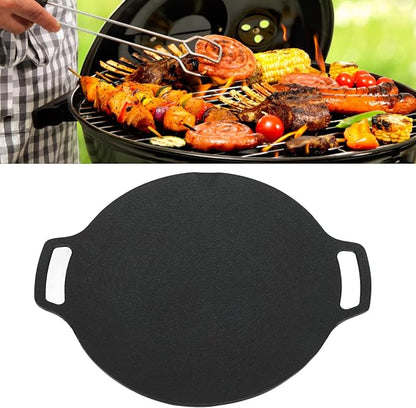 VBESTLIFE Korean Grill Pan, Double Handle Non Stick 6 Layer Coating Aluminum Alloy Gas Cooker Round BBQ Griddle for Outdoor Camping