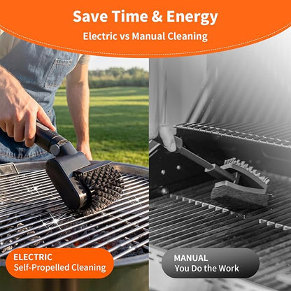 Electric Grill Cleaner 3-in-1 Kit, Cordless BBQ Grill Cleaner with Adjustable Angle, High Torque Motor, 3-Speed Rotating Grill Cleaning Brush for Burnt-On Grease & Grill Grates, Rechargeable