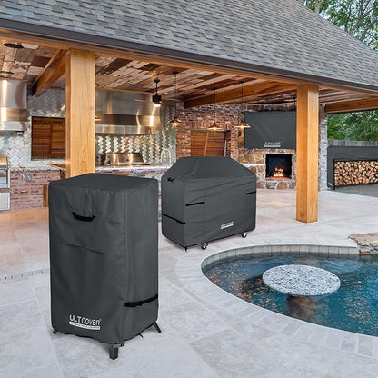 ULTCOVER Waterproof Vertical Electric Smoker Cover 40 inch for Most Square Gas Propane BBQ Smokers Size Upto 24W x 22D x 43H inch, Black