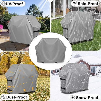 OutdoorLines Waterproof Heavy Duty BBQ Grill Cover - Universal Barbecue Grill Covers UV Resistant Barbeque Gas Grill Cover for Outdoor Outside Grill, 72L x 26W x 51H Inch, Gray