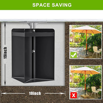 Dolibest Heavy Duty In-Ground Umbrella Base, All-Steel Ground Umbrella Stand, Universal Patio Umbrella Anchor, Space-Saver Design for Outdoor Offset Cantilever and Middle Pole Patio Umbrellas