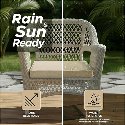 Outdoor Chair Cushions, Water-Resistant & Fade-Resistant, Patio Furniture Square Seat Replacement Chair Pads with Ties, Removable Cover, Non-Slip Bottom, Set of 4, 18 x 18 Inch, Natural