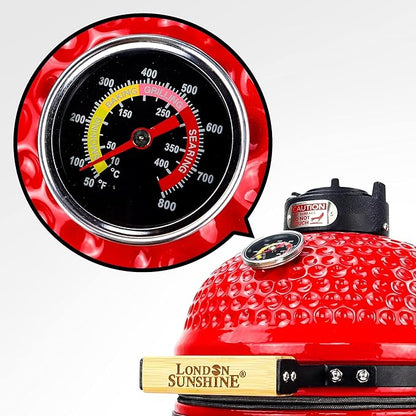 London Sunshine Ceramic BBQ Charcoal Kamado Grill 13 inch Portable Tabletop BBQ Grill Red