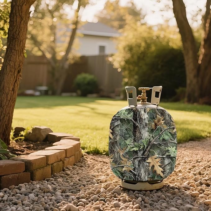 Camo Propane Tank Cover 20lb Heavy Duty Gas Cover Fits Standard 20 lb Tank Cylinder Easily Slips onto Your Propane Tank Outdoor Grill Accessories Hunting Pattern
