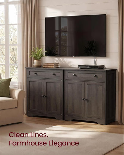 VASAGLE Siren Collection - Buffet Cabinet, Farmhouse Coffee Bar Cabinet with Drawer,Adjustable Shelf, Double Doors, Sideboard, 15.8 x 28.4 x 31.5 Inches, Taupe Brown ULSC521TA01S