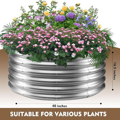 Camp Fire Ring Pit, Large Round Galvanized Steel Fire Pit, Heavy Duty Steel Fire Pit for Backyard, Camping, Bonfire (3.3x3.3x1.5 FT)