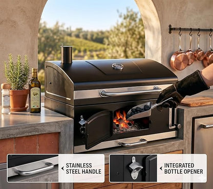 Built In Charcoal Grill Large Charcoal BBQ Grills with 480 Square Inches Oversize Cooking Area, Outdoor Cooking Grill with Charcoal Trays for Backyard, Patio and Parties