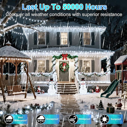 750 LED 240FT Christmas String Lights Outdoor, 12 Pro Modes with Timer | with Memory & Brightness, Plug-in Waterproof Clear Wire Twinkle Light for Xmas Yard Tree Wedding Party Decor (Cool White)