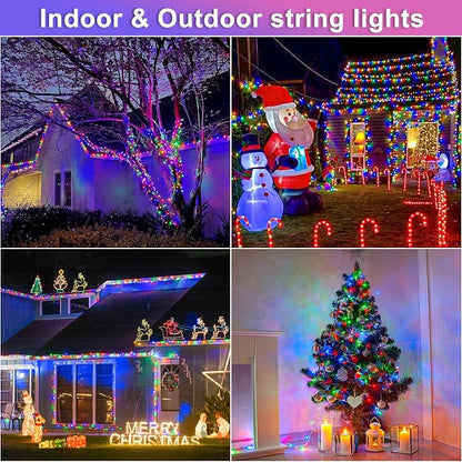 131FT 400 LED Outdoor String Lights, Multicolor Christmas Lights Indoor | Plug in Waterproof 8 Modes Clear Wire String Twinkle Lights for Bedroom Outside Patio Yard Xmas Party Holiday Decorations