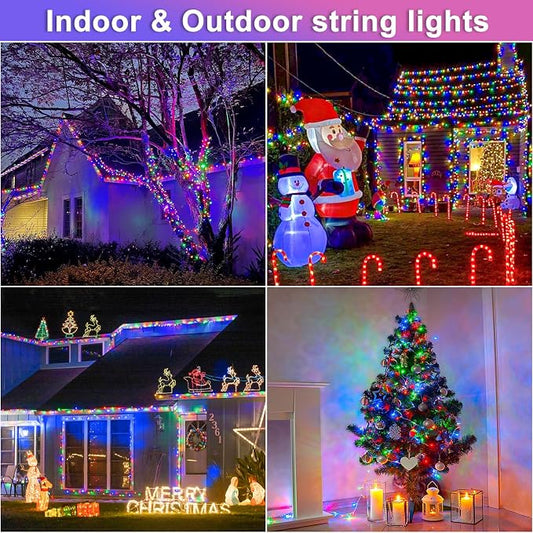 131FT 400 LED Outdoor String Lights, Multicolor Christmas Lights Indoor | Plug in Waterproof 8 Modes Clear Wire String Twinkle Lights for Bedroom Outside Patio Yard Xmas Party Holiday Decorations