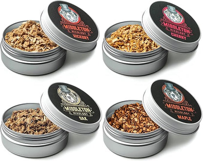 SmokeTop® 4 Pack of Wood Chips - Cocktail Smoker Chips for Old Fashioned Cocktails, Whiskey, & Bourbon - Made in The USA (Cherry, Hickory, Maple, Oak)