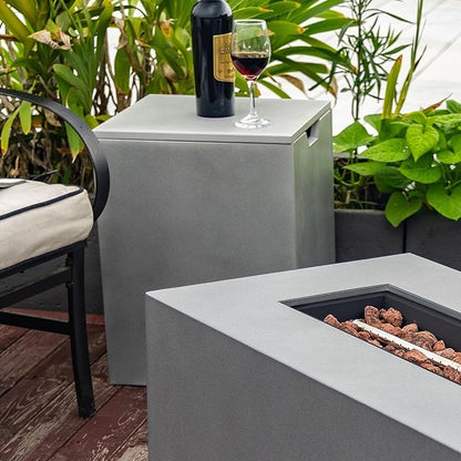 42" Propane Fire Pit Table, 2-Pieces 50,000 BTU Outdoor Gas Firepit with Wind Guard Lid, Rectangular Steel Fire Table for Patio, Backyard, Deck, All-Weather Steel Frame