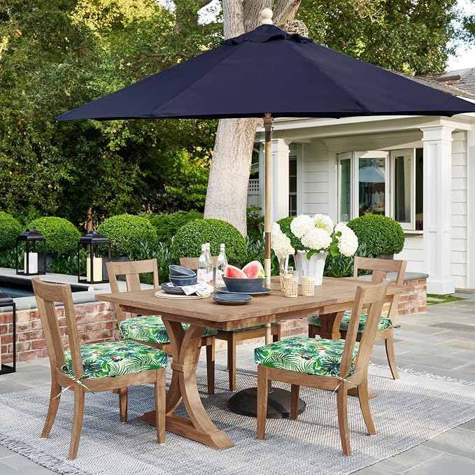 Topotdor Outdoor Chair Cushions Set of 2, Waterproof Patio Chair Cushions for Outdoor Furniture, Round Corner Seat Chair Pads with Ties for Patio Garden Dining Office, 19"x19"x3", Tropical Plant