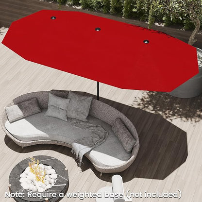 Tangkula 13 FT Large Patio Umbrella, Outdoor Double-Sided Table Market Umbrella w/Crank Handle, 12 Heavy-Duty Ribs, Sun-Protective Rectangular Twin Parasol for Garden Deck Lawn Poolside (Burgundy)