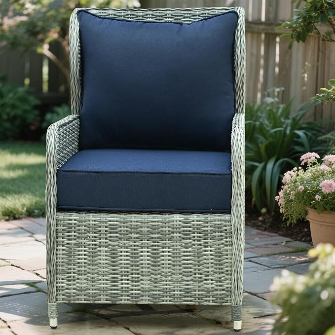 Deep Seat Patio Cushions Set 24 x 24 Inch,Olefin Fabric Outdoor Seat Cushion,Patio Furniture Cushions with Removable Cover,Rain-Proof and Fade Resistant Deep Seat Bottom & Back Cushion,1set